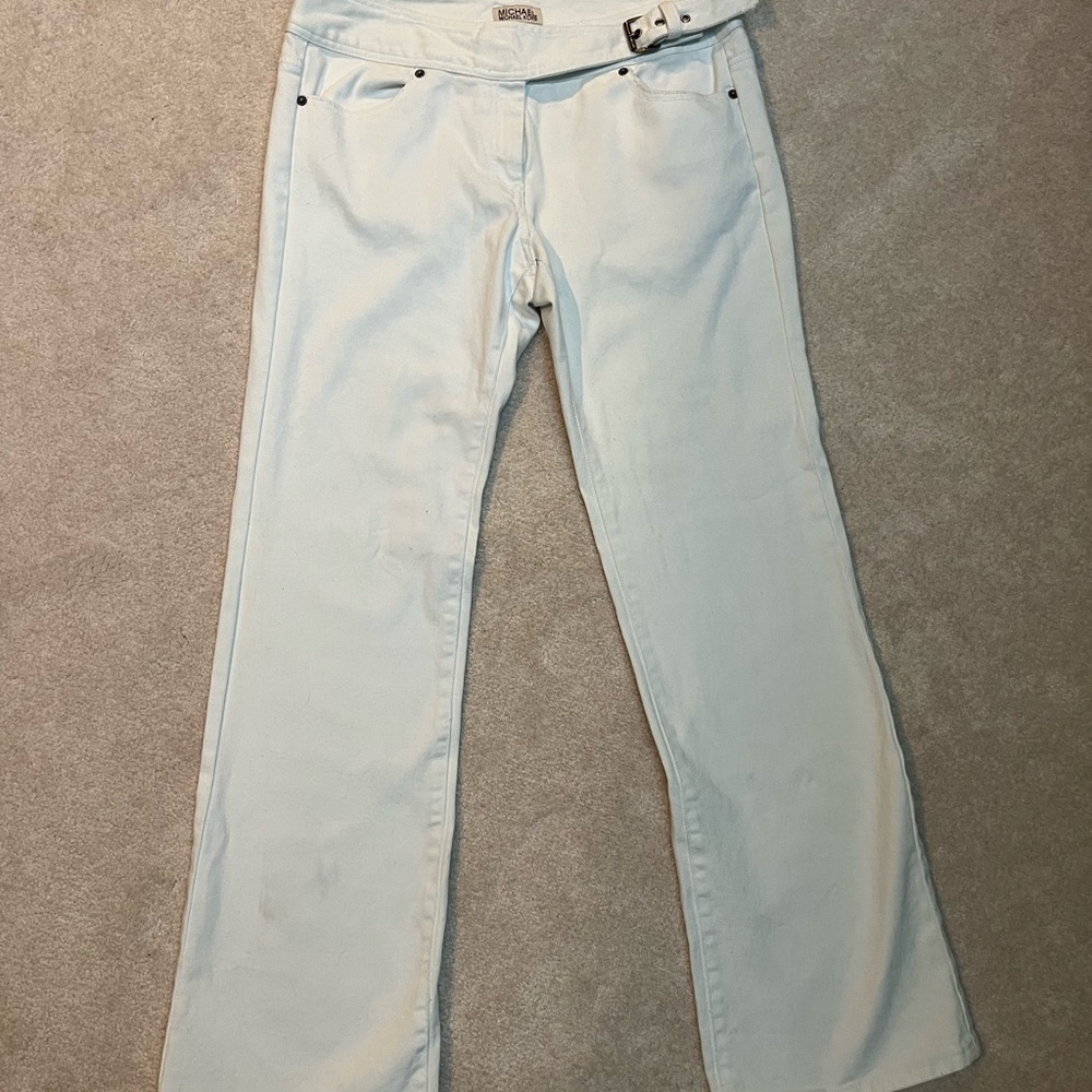 Michael Kors white wide leg jeans